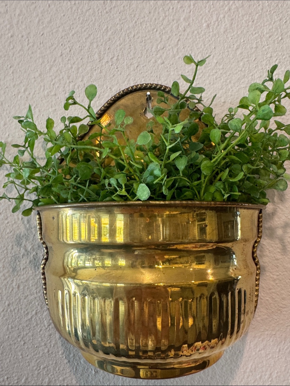 Vintage brass plated or gold wall planter